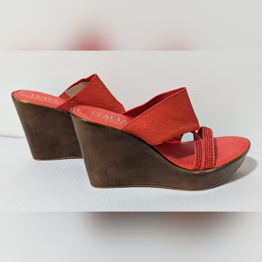SZ 8 Italian Shoemakers Women's "Sadey" Platform Wedge Sandals - Red Orange - Picture 6 of 10
